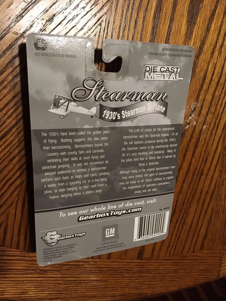 Gearbox Cadillac 1930's Stearman Biplane Die Cast Metal Model NIP  - Image 3 of 4