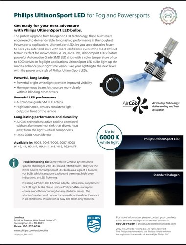 Philips UltinonSport LED White H10 Two Bulbs Fog Light Replacement Plug Play Fit - Picture 10 of 20