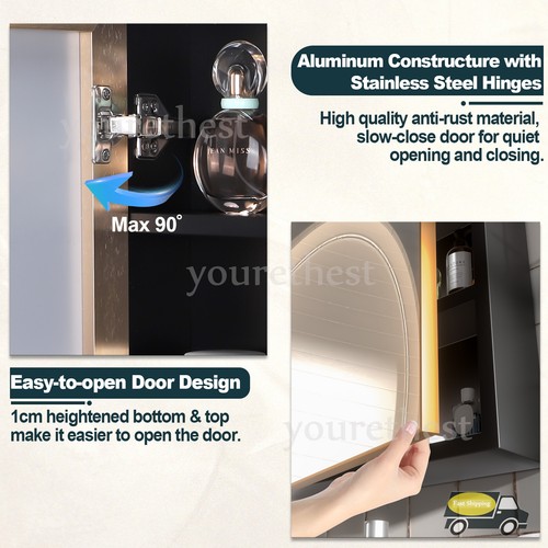 Aluminum Medicine Cabinet With Mirror Shelves Bathroom Mirror Cabinet Wall Mount - 第 15/45 張圖片