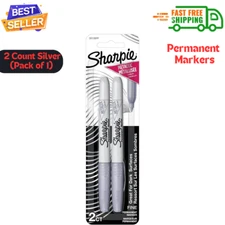Sharpie Metallic Permanent Markers, Fine Point, Silver, 2 Count (Pack of 1)...