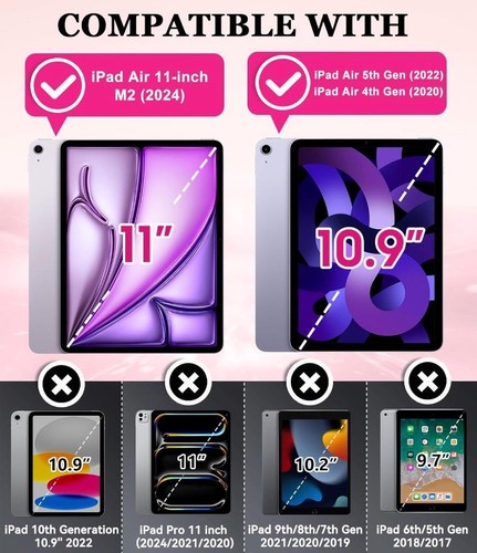 For iPad Air 11" M2 2024 Air 6th Heavy Duty Armor Rubber Kickstand Case Cover - 第 2/14 張圖片