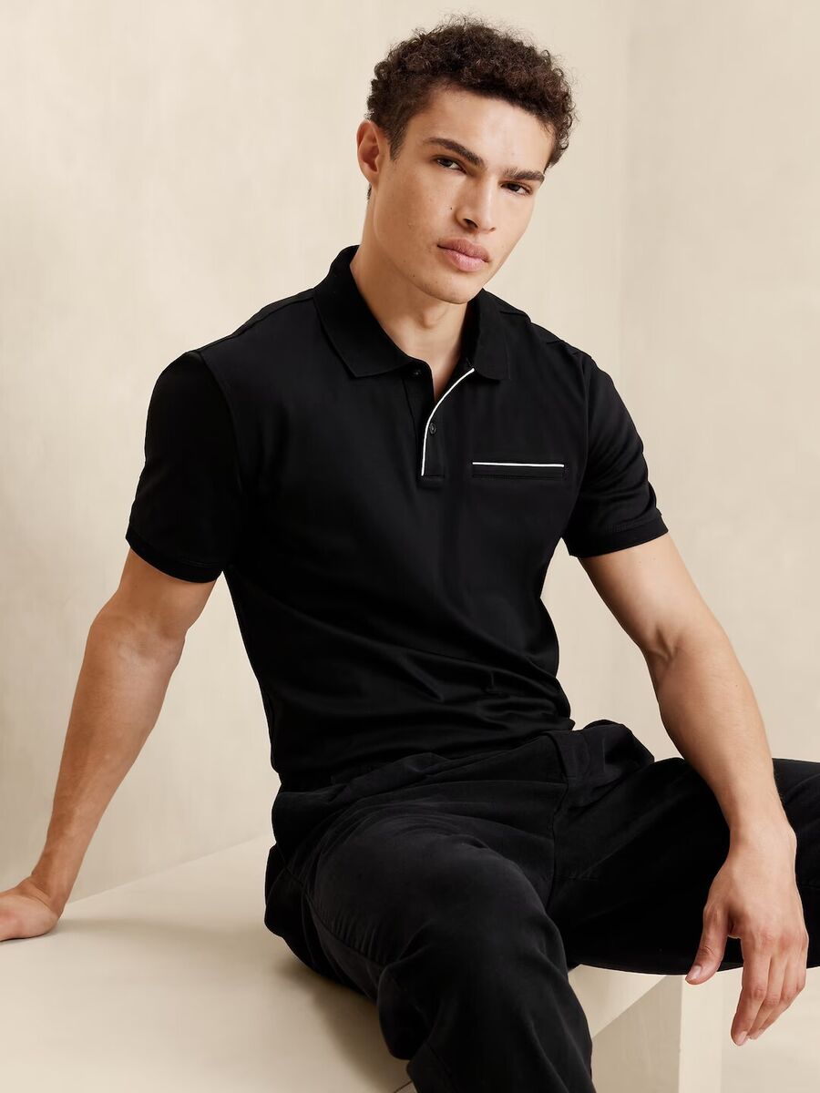 NWT Banana Republic Men's M Luxe Touch Polo Shirt Black NWT Banana Republic Men's M Luxe Touch Polo Shirt Black