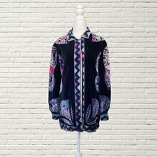 Vintage 60s Emilio Pucci Black Velvet Jacket Purple Psychedelic Pucci Print Xs/s