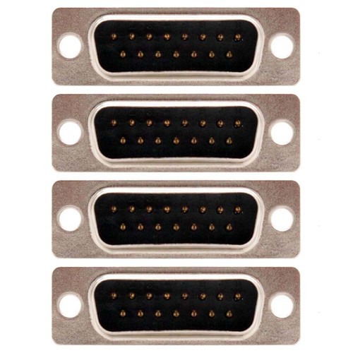 4 Pcs D-Sub DB15 15 Pin Male Plug Connector Solder Type Cup Socket Wire Assembly