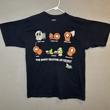 VTG 1998 South Park The Many Deaths of Kenny T Shirt Adult XL Black Cartman 90s