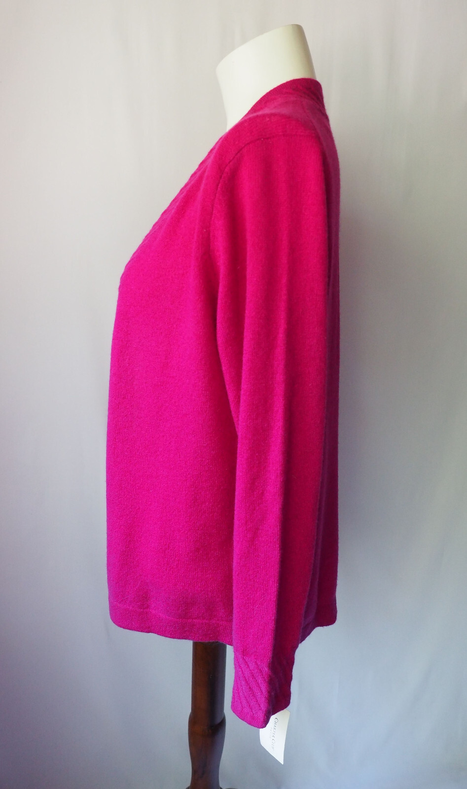 Charter Club Luxury 100% Cashmere Short Completer Sweater Open Front Fuchsia PM