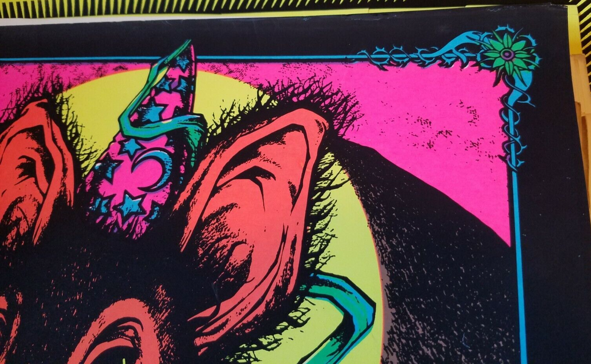 SORCERER VINTAGE 1970 HEADSHOP BLACKLIGHT POSTER By PETAGNO -NICE