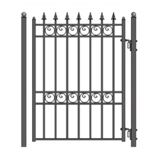 ALEKO Oslo Style Ornamental Iron Wrought Garden Pedestrian Gate 5'x4' Black
