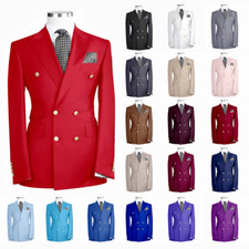 Double Breasted Business Men's Suit Jacket Formal Groom Tuxedo Party Prom Blazer