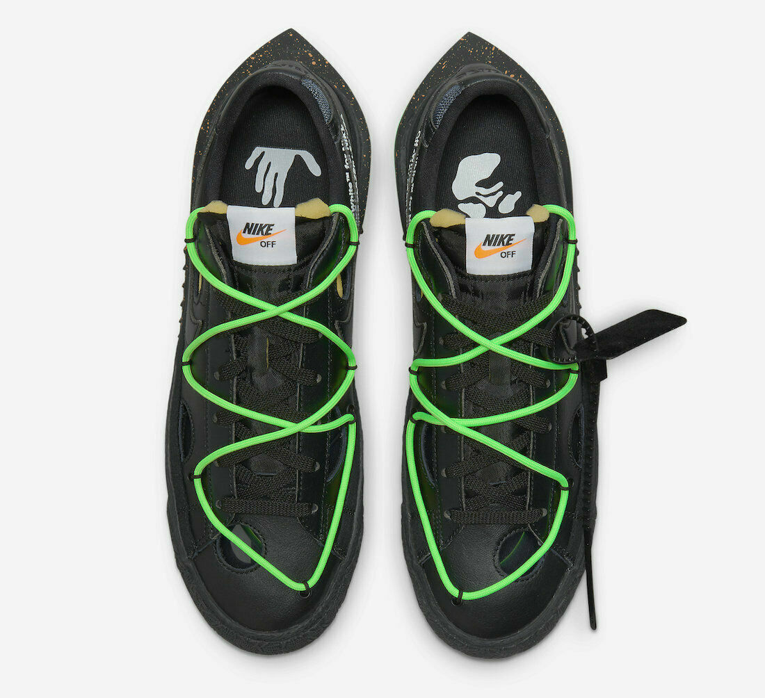 OFF WHITE X NIKE Bianco sporco x Nike Blazer Low '77 4 14 nero verde elettro DH7863 001