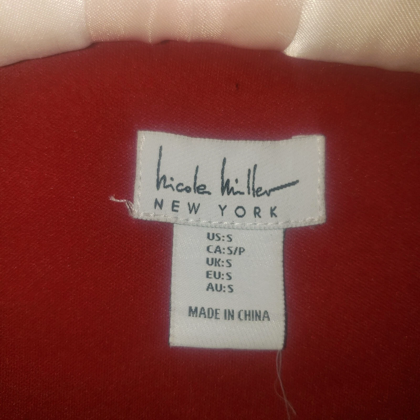 Maxi abito Nicole Miller rosso raso San Valentino manica svolazzante finto avvolgente cintura cravatta S