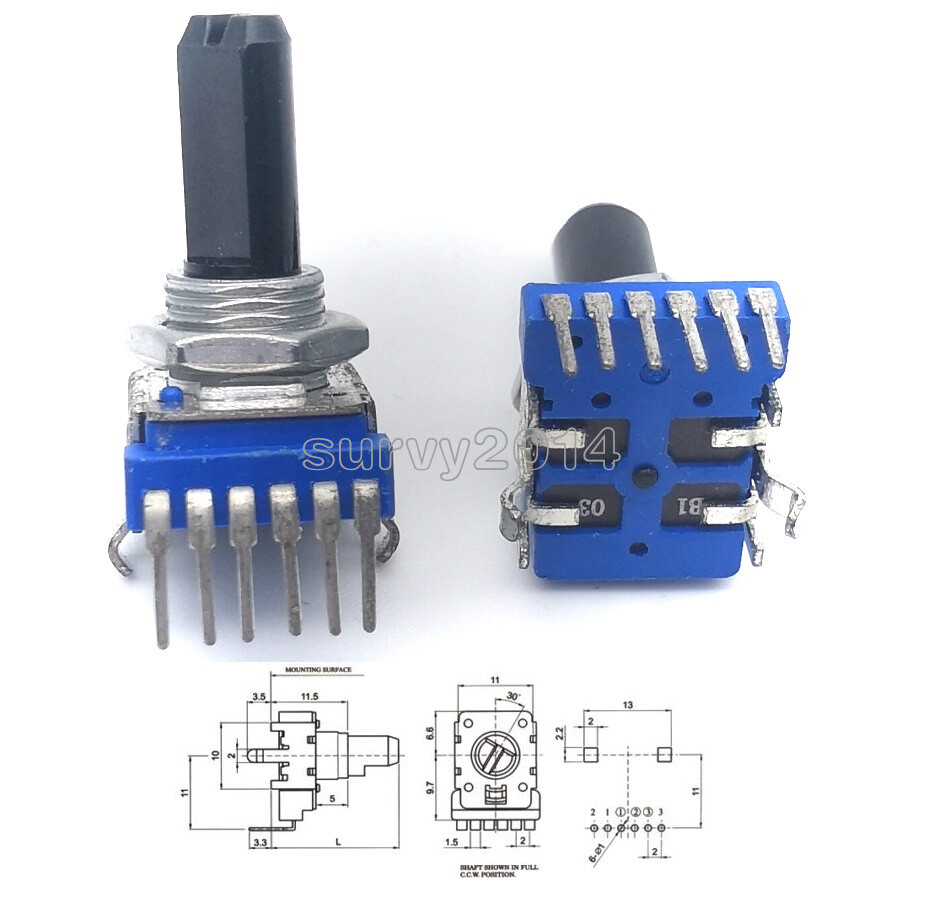 6 - Pin Dual Channel Audio Mixer Potentiometer 103 B10K B50K RK1114GH 10K 50K