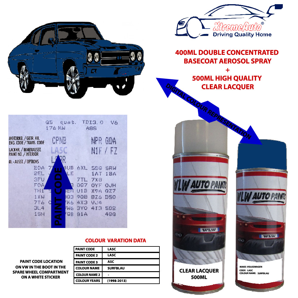 Peinture aérosol VOLKSWAGEN Capriblau 1975-1985 (Code L52H) main image 1