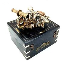 Neue handgefertigte maritime massive Messing 5" Zoll Sextant J.scott mit Holz...