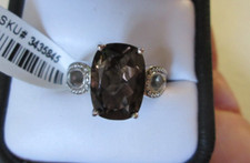 Smoky Quartz Platinum over Sterling Silver Ring Size 9 5.81 cts.