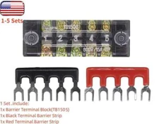 1 Set=600V 15A 5P Double Row Wire Barrier Terminal Block With 2 Connector Strips
