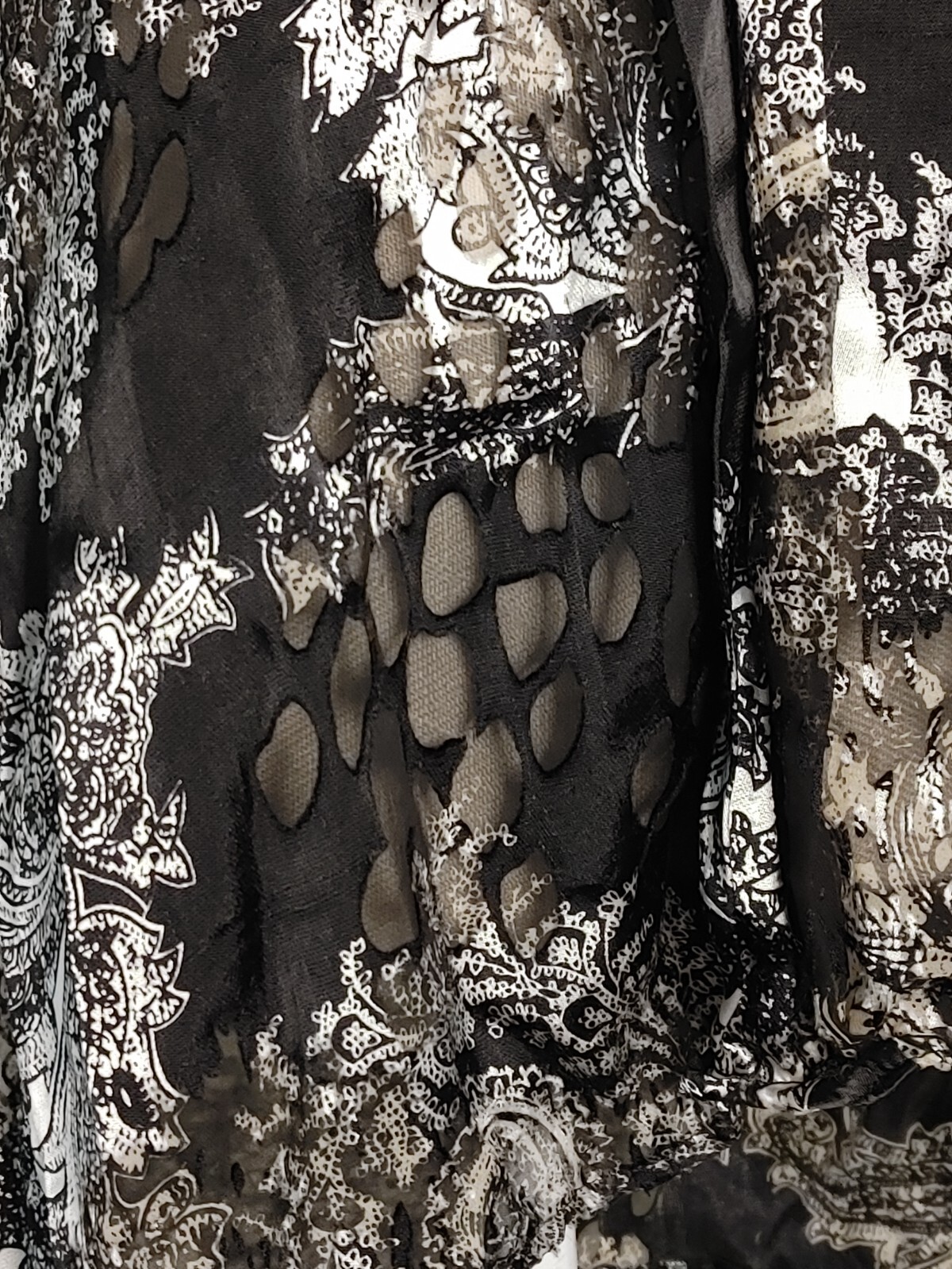 BKE Boutique Buckle Shirt Sheer Blouse Top Womens L Roll Up Sleeve Light Black