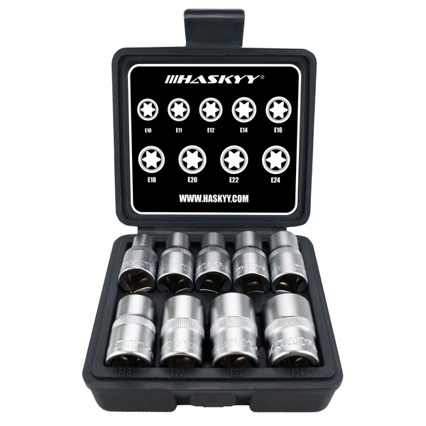 "Haskyy NusssäTze StecknüSse Aussen Torx 1/2\" E10-E24 SteckschlüSsel Satz 9-Tlg."-image