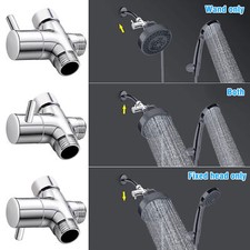 3-Way T-adapter Shower Head Diverter Valve Water Splitter Switch Faucet Bathroom