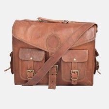 Borsa a tracolla messenger in vera pelle marrone da uomo vintage nuova valige...