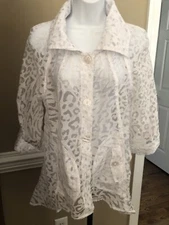Ladies White Sheer Tunic Top Animal Print-Size Small-Multiples