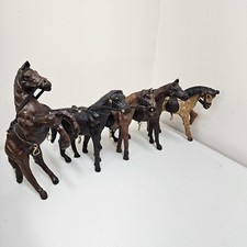 5 Vintage Leather Wrapped Western Horse Equine Figures