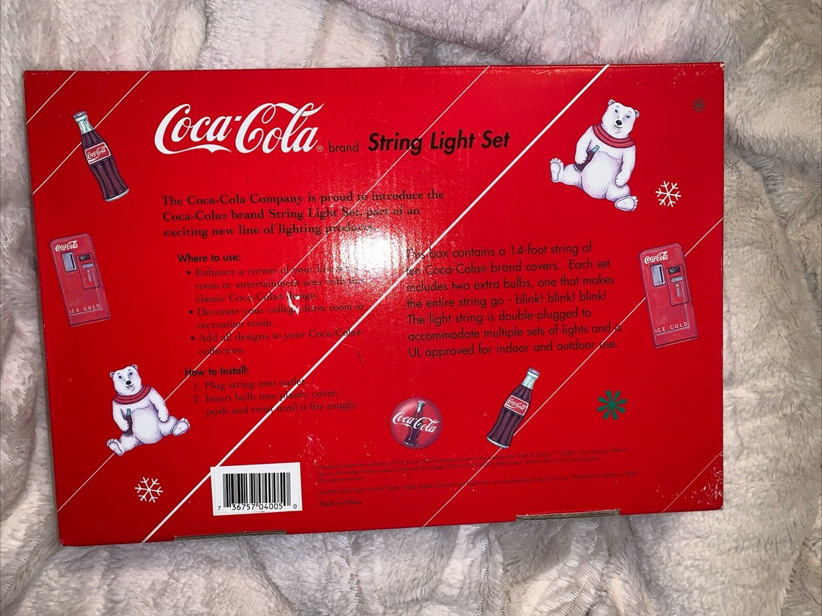 Coca-Cola Christmas String Light Set 10 Lights 6 Coke Bottles and