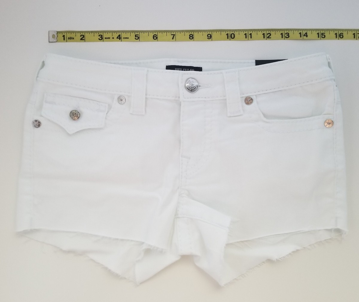 True Religion White Denim Joey Cut Off Stretch Low Rise
