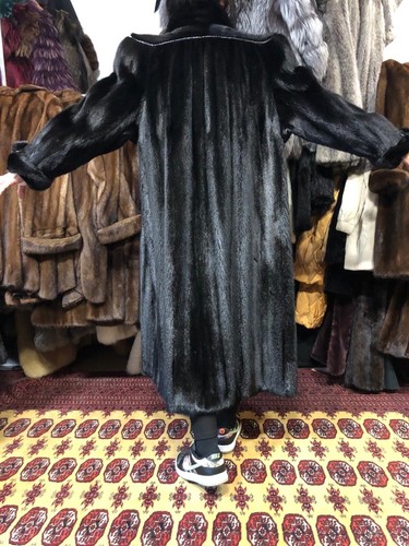 Nerzmantel Nerz Pelz Pelzmantel Real Fur Black Mink Coat Pelliccia Visone 40-42 - Bild 3 von 22