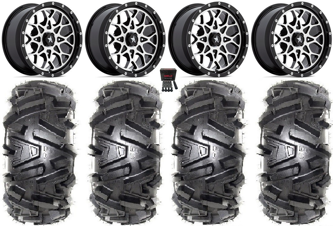 MSA Portal 14" Wheels Machined 30" Moto MTC Tires Kawasaki Mule Pro FXT KRX /