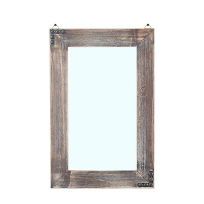 Rustic Grey Wood Frame Wall Mirror - 16'' x 24'' Vanity/Bathroom Decor