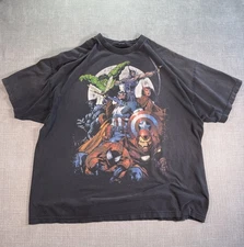 Marvel T-shirt By Mad Engine Vintage 2000’s Black Fits 2XL XXL Heroes Rare