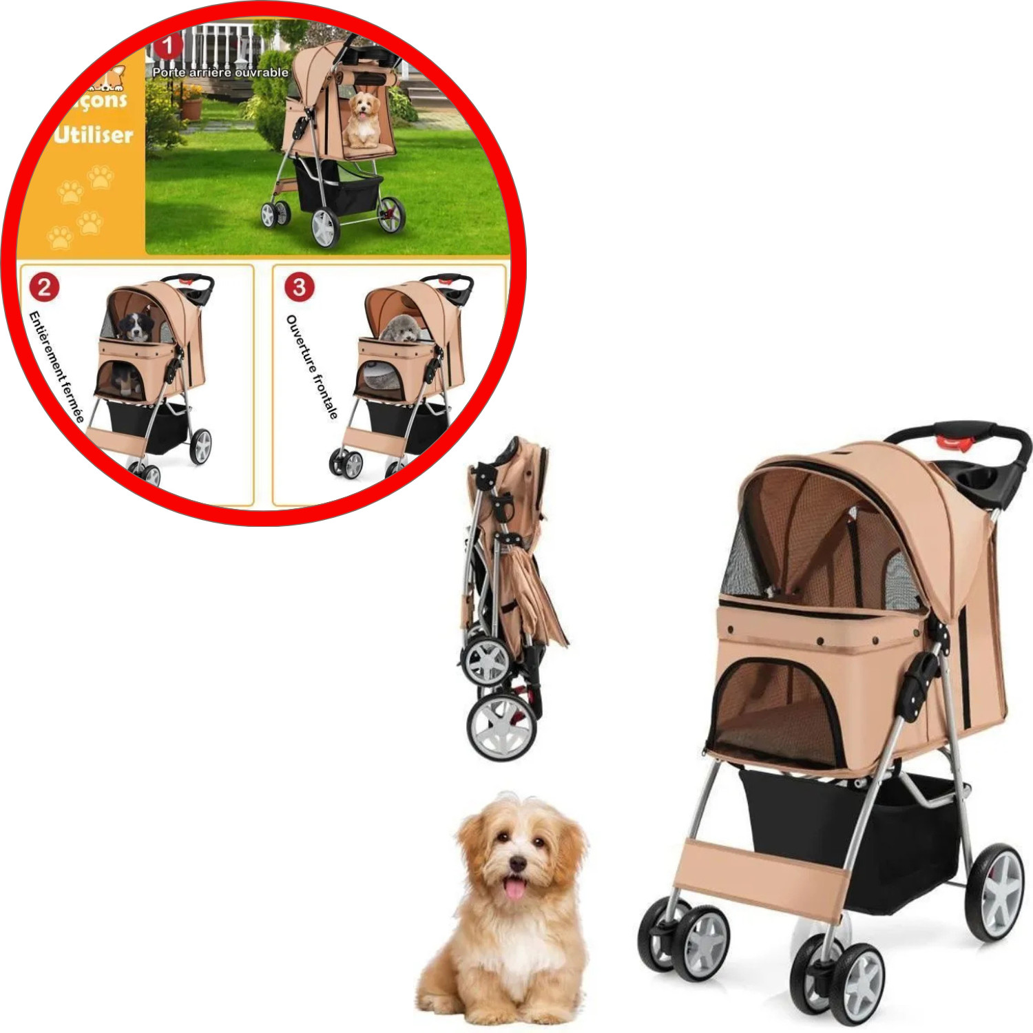 Poussette pliante 4 roues COSTWAY pour sorties urbaines et voyages en famille