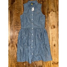 Polo Ralph Lauren Girls Blue Chambray Sleeveless Button Front Dress Size 14 NWT