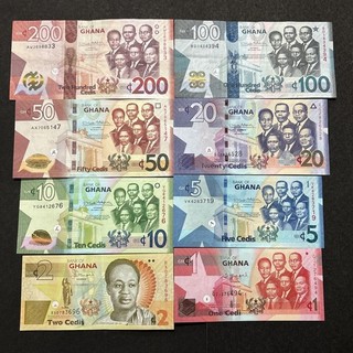 2015 2022 Central Bank Of Ghana 1 To 200 Cedis Banknotes Set