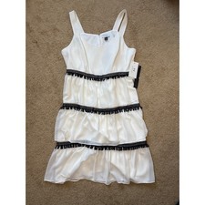 Halston Finge Trim Ruffle Tiered Chiffon Dress Size 10