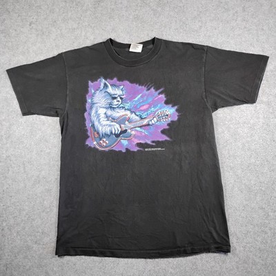 Vintage 1996 Blues Music Festival Shirt Men Large Black Single Stitch Guitar Cat