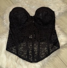 Vintage Vtg Lace Bustier Corset Underwire Bra Womens 40C Black
