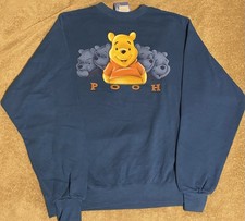 90's Winnie The Pooh Sweatshirt The Disney Store Unisex M Blue Made in USA Nwt