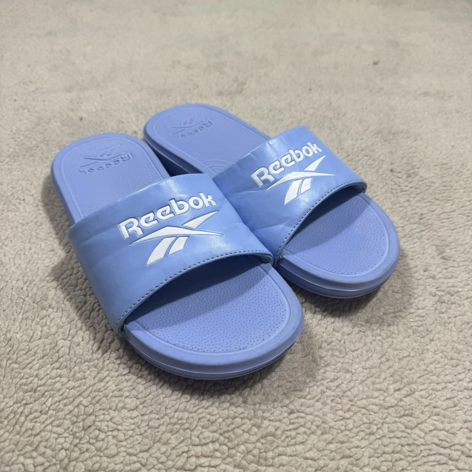 Scarpe Reebok donna 5 US bambino blu slide slip on sandali classici casual logo