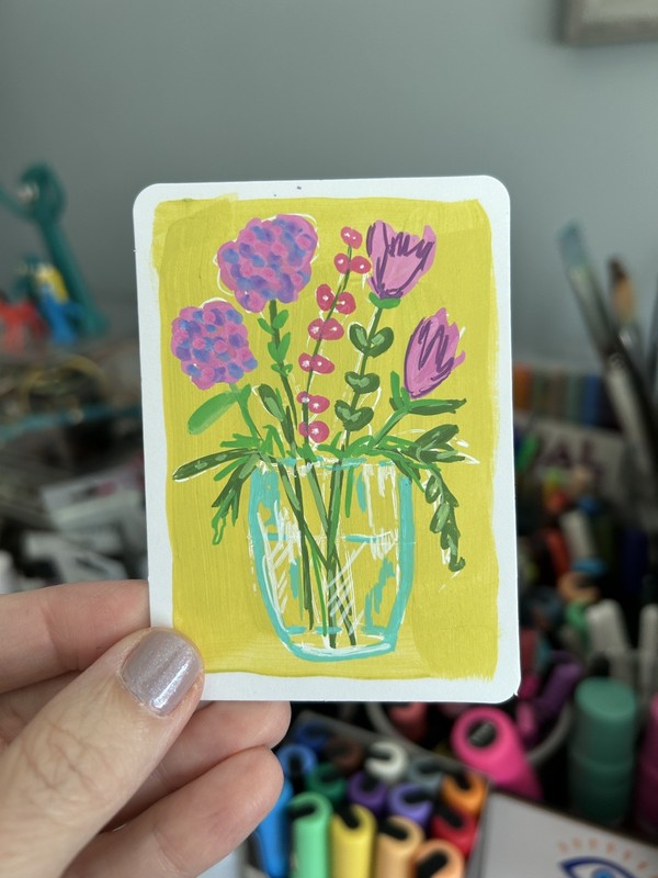 3.5” x 2.5” ACEO Original Floral painting- Tracey Bower Art