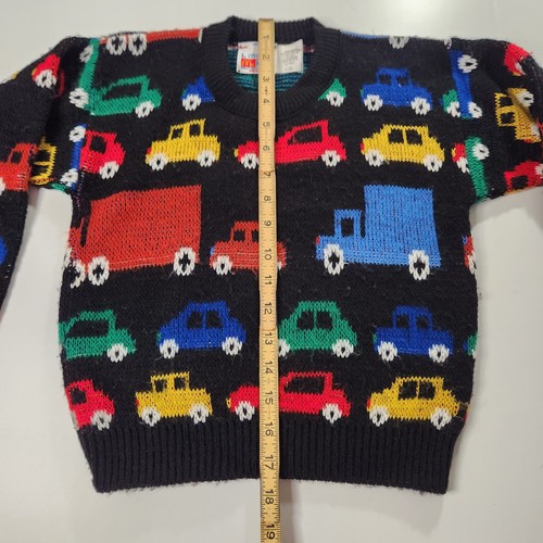 Vintage McDonalds McKids Sweater Boy's Large 7 Colorful Cars Trucks Black USA - Picture 8 of 22