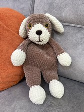 Handmade Crochet Dog Baby Toddler Comforter / Blanket - Brown Soft Chenille