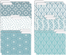 Decorative File Folders, 12 Pack, 6 Unique Designs, Heavyweight, Letter Size 9.
