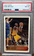 Topps 1996-97 Kobe Bryant Rookie #138 Los Angeles Lakers PSA 8 Graded Card