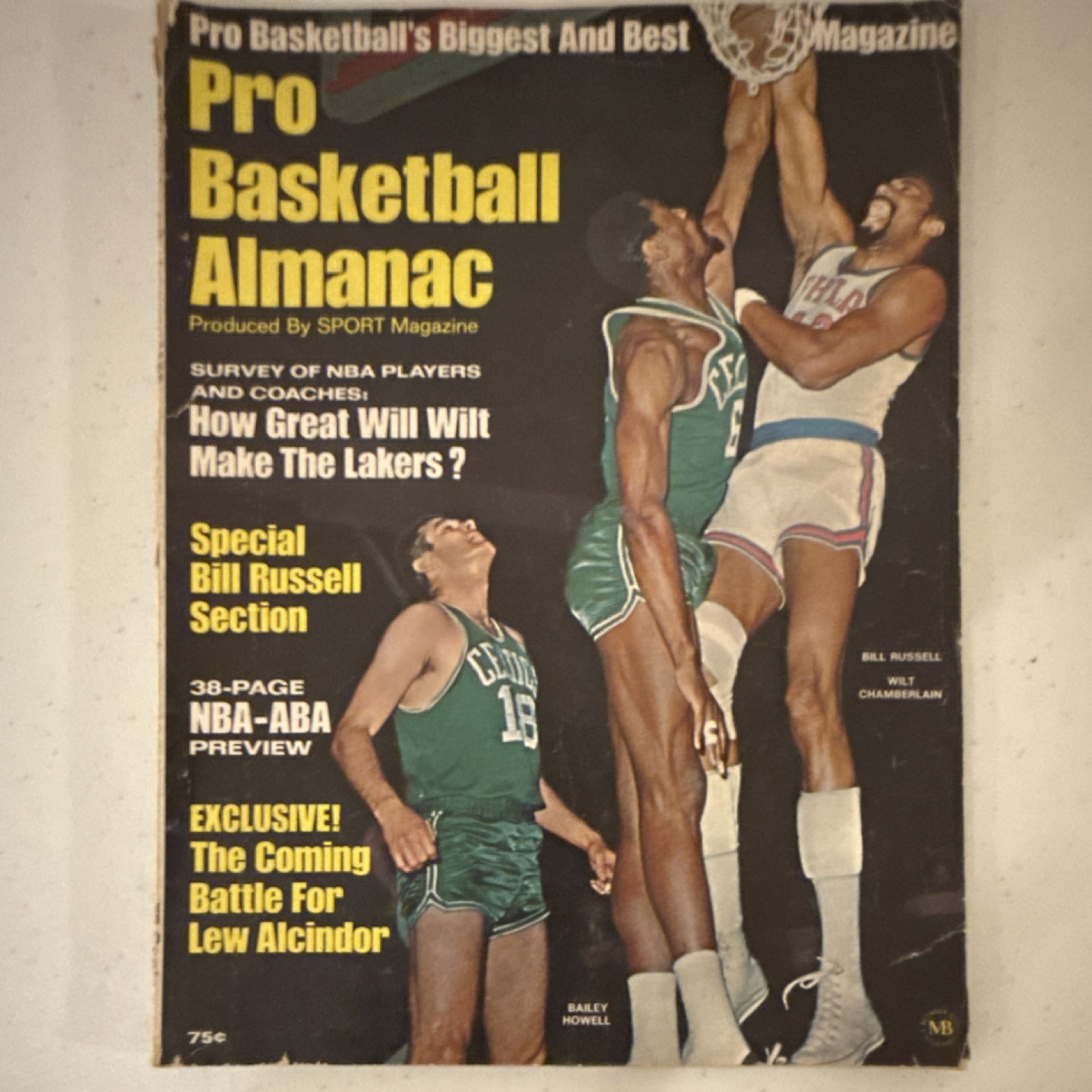 SPORT Magazine Original Basketball Bill Russell Wilt Chamberlain Celtics Knicks