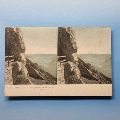 Lacs De Quatre Kanton Stereoview um 1910 Schweiz Postkarte Neuheit L.L Abgabe