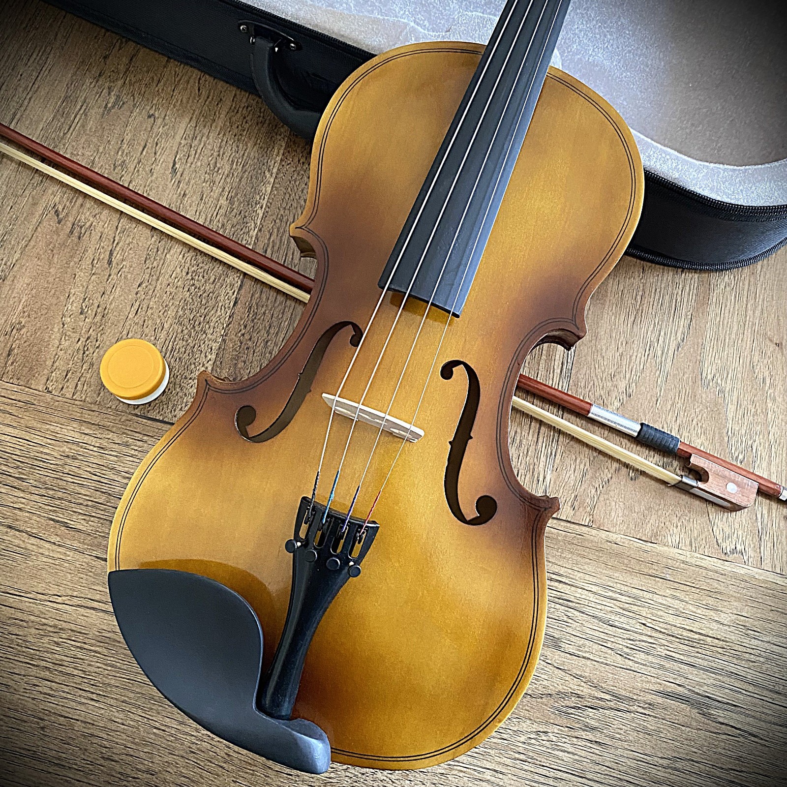 Gorgeous Solid Wood 16" Viola with Antique Finish, Maple Top, Case, Bow, Rosin