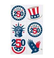 BULK 72-PC Patriotic USA 250th July 4th Temporary Tattoos Party Favors 095