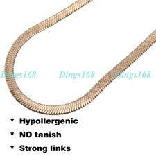 Designer Inspired 18K Rose Gold Filled 18inch 5mm Wide Flat Snake Chain Necklace
